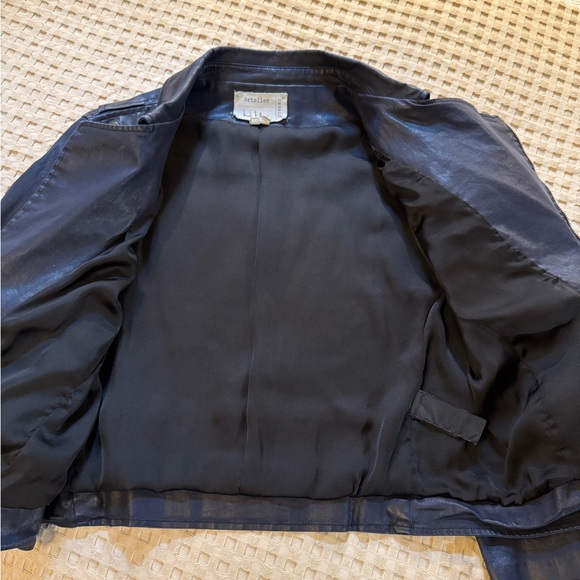 Artelier Nicole Miller Navy Faux Bomber/Moto Jacket (RARE) - Picture 6 of 9